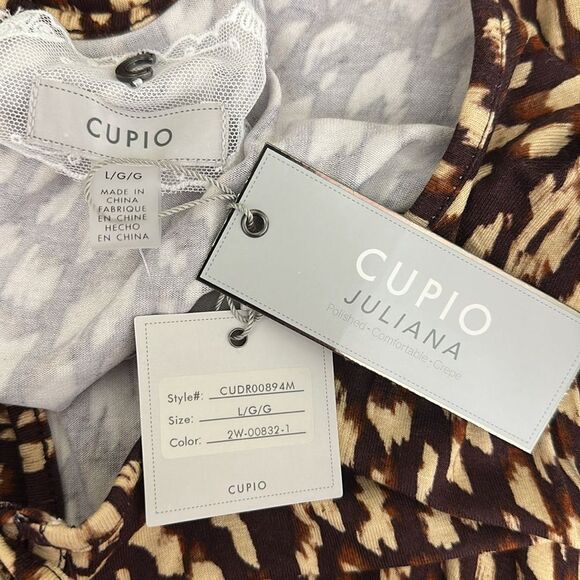 Cupio Mini Dress Large Smocked Leopard Print - Picture 13 of 15